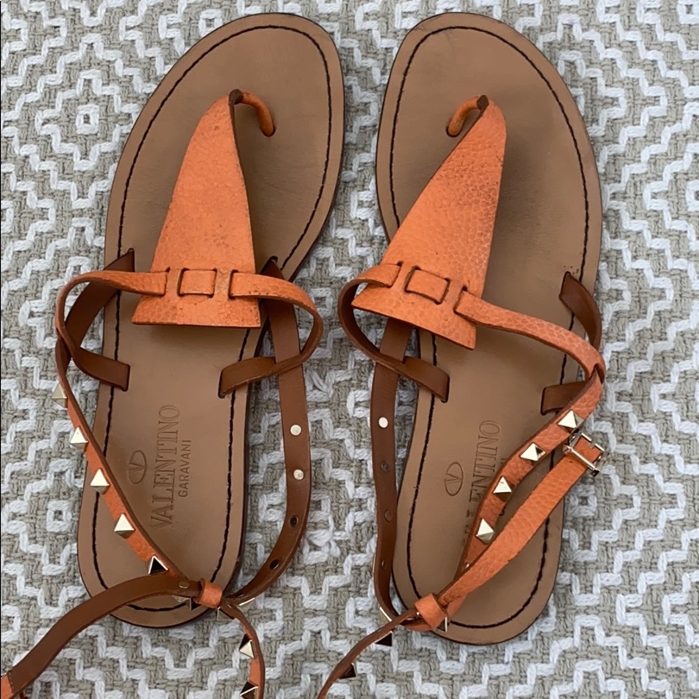 Valentino orange stud sandals